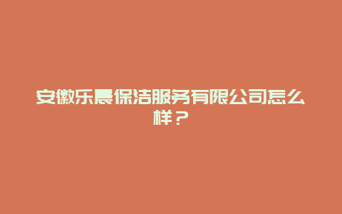 安徽乐晨保洁服务有限公司怎么样？