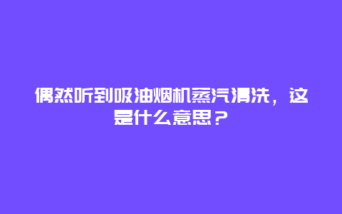 偶然听到吸油烟机蒸汽清洗，这是什么意思？