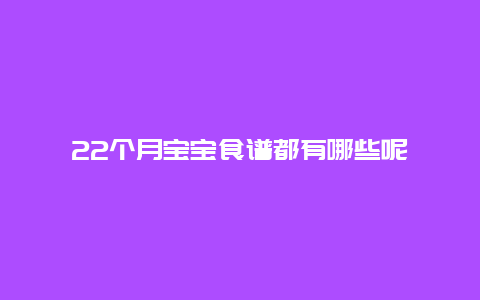 22个月宝宝食谱都有哪些呢