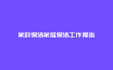 家政保洁家庭保洁工作报告