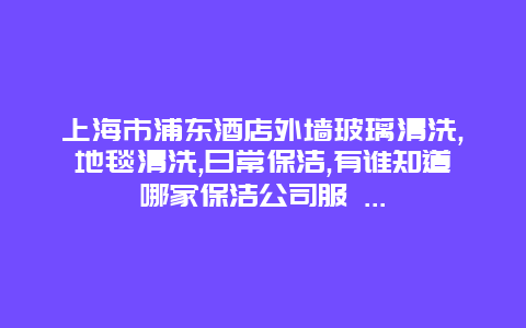 上海市浦东酒店外墙玻璃清洗,地毯清洗,日常保洁,有谁知道哪家保洁公司服 ...