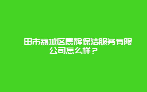 莆田市荔城区晨辉保洁服务有限公司怎么样？