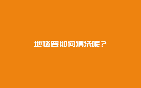 地毯要如何清洗呢？