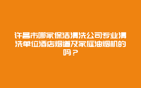 许昌市哪家保洁清洗公司专业清洗单位酒店烟道及家庭油烟机的吗？