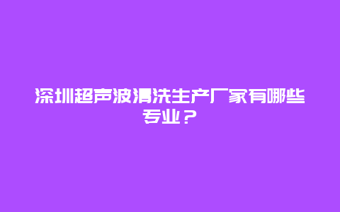 深圳超声波清洗生产厂家有哪些专业？