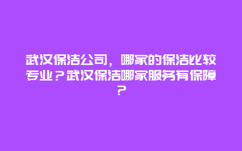 武汉保洁公司，哪家的保洁比较专业？武汉保洁哪家服务有保障？