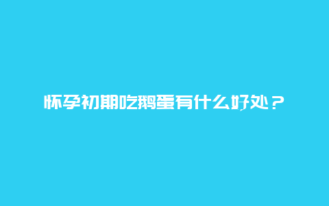 怀孕初期吃鹅蛋有什么好处？