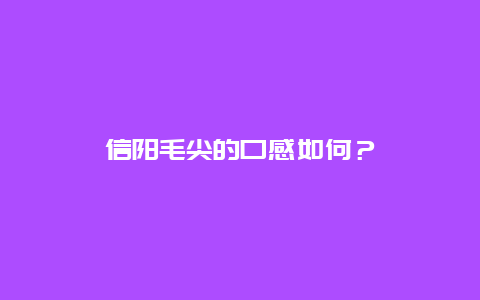 信阳毛尖的口感如何？