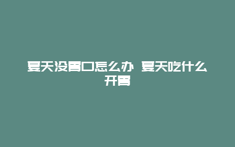 夏天没胃口怎么办 夏天吃什么开胃_http://www.365jiazheng.com_健康护理_第1张