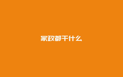 家政都干什么