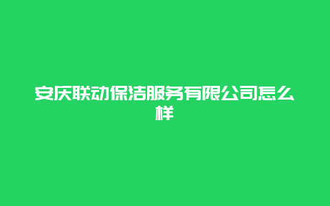 安庆联动保洁服务有限公司怎么样