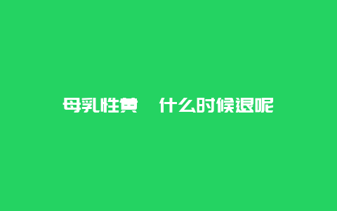 母乳性黄疸什么时候退呢