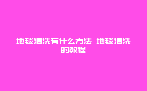 地毯清洗有什么方法 地毯清洗的教程