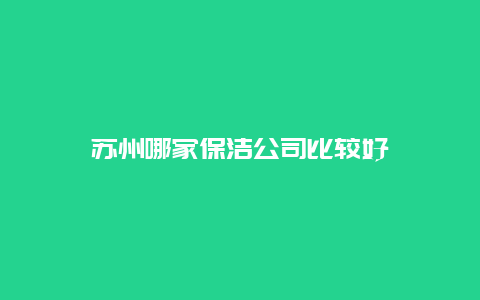 苏州哪家保洁公司比较好