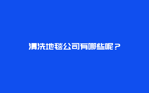 清洗地毯公司有哪些呢？