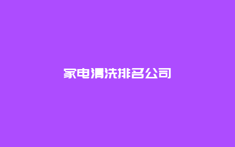 家电清洗排名公司