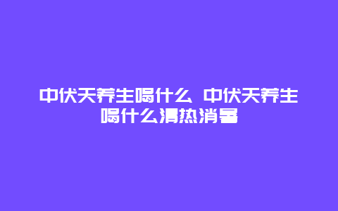 中伏天养生喝什么 中伏天养生喝什么清热消暑_http://www.365jiazheng.com_健康护理_第1张