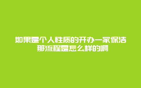 如果是个人性质的开办一家保洁 那流程是怎么样的啊