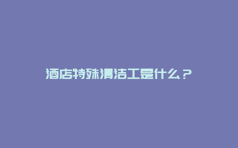 酒店特殊清洁工是什么？