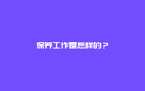 保养工作是怎样的？