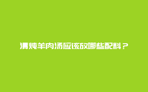 清炖羊肉汤应该放哪些配料？