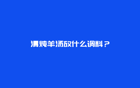 清炖羊汤放什么调料？