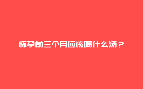 怀孕前三个月应该喝什么汤？