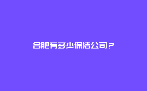 合肥有多少保洁公司？