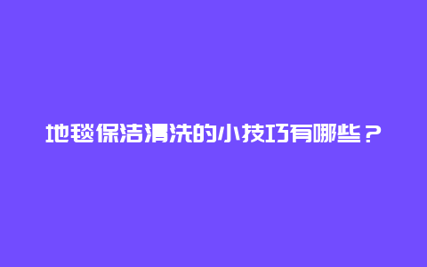 地毯保洁清洗的小技巧有哪些？