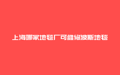 上海哪家地毯厂可维修波斯地毯