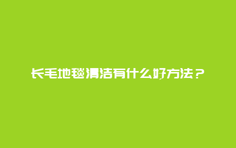 长毛地毯清洁有什么好方法？