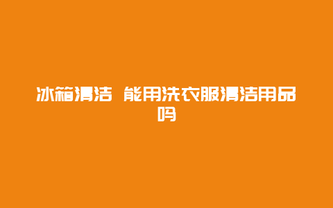 冰箱清洁 能用洗衣服清洁用品吗