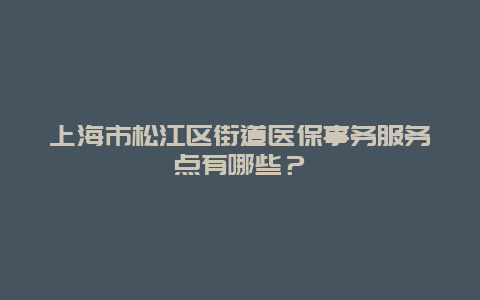 上海市松江区街道医保事务服务点有哪些？