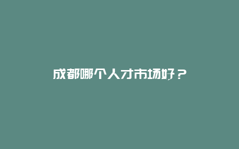 成都哪个人才市场好？