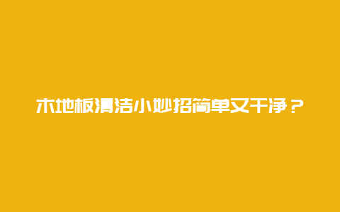 木地板清洁小妙招简单又干净？