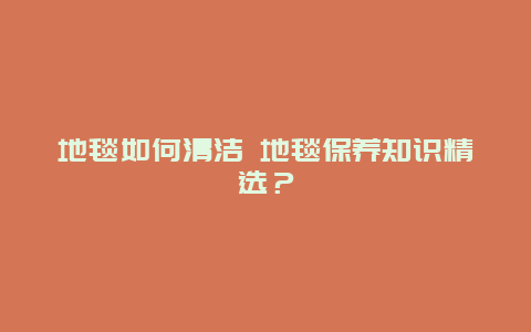 地毯如何清洁 地毯保养知识精选？