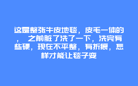 这是整张牛皮地毯，皮毛一体的， 之前脏了洗了一下，洗完有些硬，现在不平整，有折痕，怎样才能让毯子变