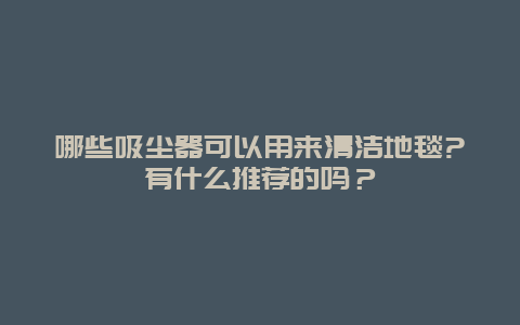 哪些吸尘器可以用来清洁地毯?有什么推荐的吗？