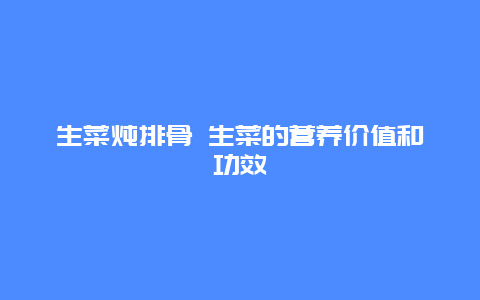 生菜炖排骨 生菜的营养价值和功效