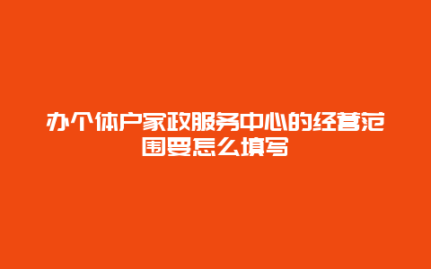 办个体户家政服务中心的经营范围要怎么填写