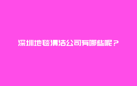 深圳地毯清洁公司有哪些呢？