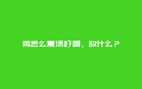 鸡怎么煮汤好喝，放什么？