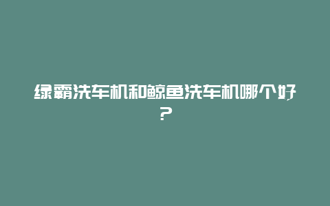 绿霸洗车机和鲸鱼洗车机哪个好？