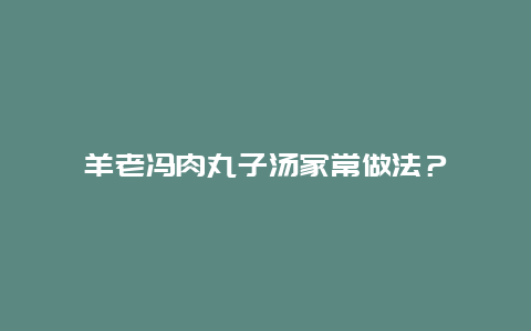 羊老冯肉丸子汤家常做法？