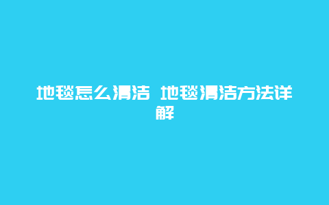 地毯怎么清洁 地毯清洁方法详解