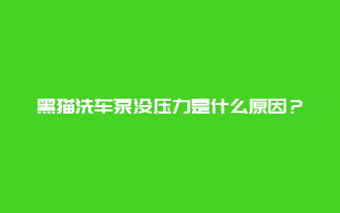 黑猫洗车泵没压力是什么原因？