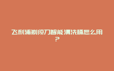 飞利浦剃须刀智能清洗桶怎么用？