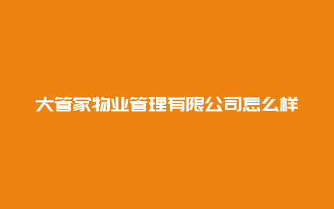 大管家物业管理有限公司怎么样