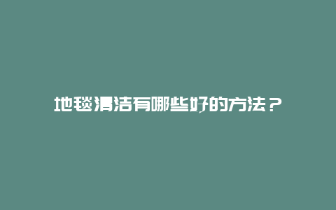 地毯清洁有哪些好的方法？