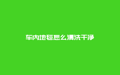 车内地毯怎么清洗干净